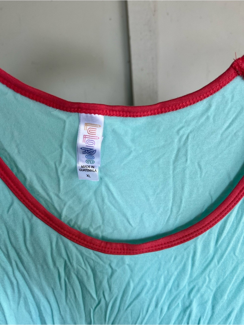 NWT Lularoe classic T shirt dark coral mint green XL - Picture 3 of 4